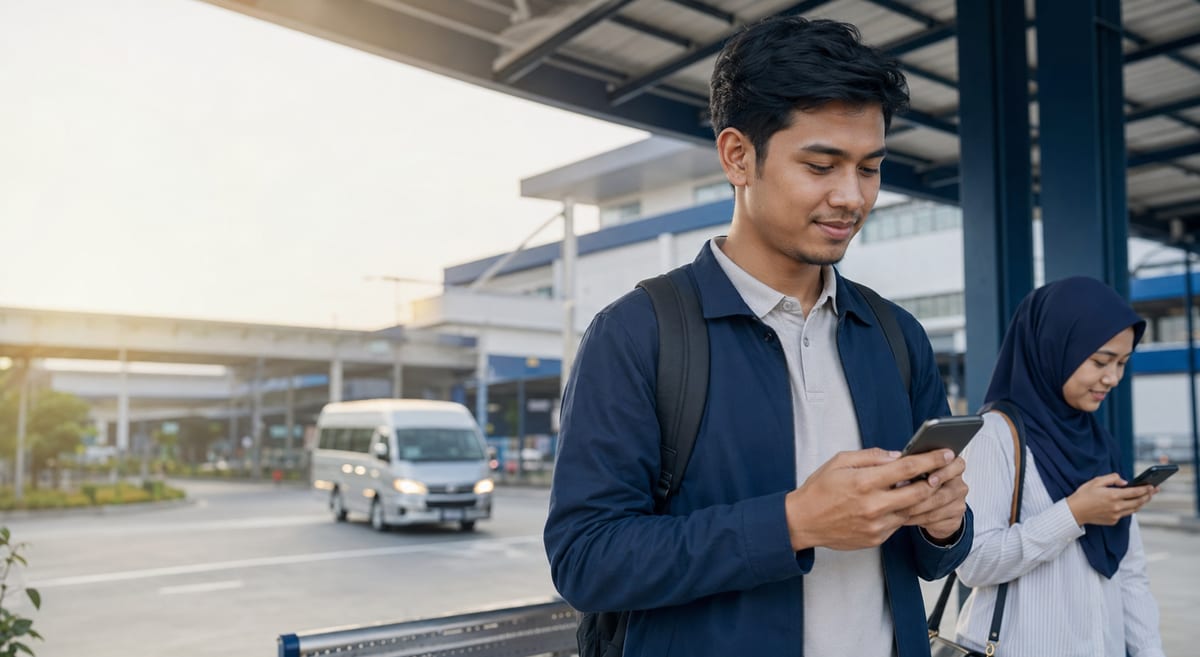 Gambaran calon menyemak status permohonan kerja melalui telefon.